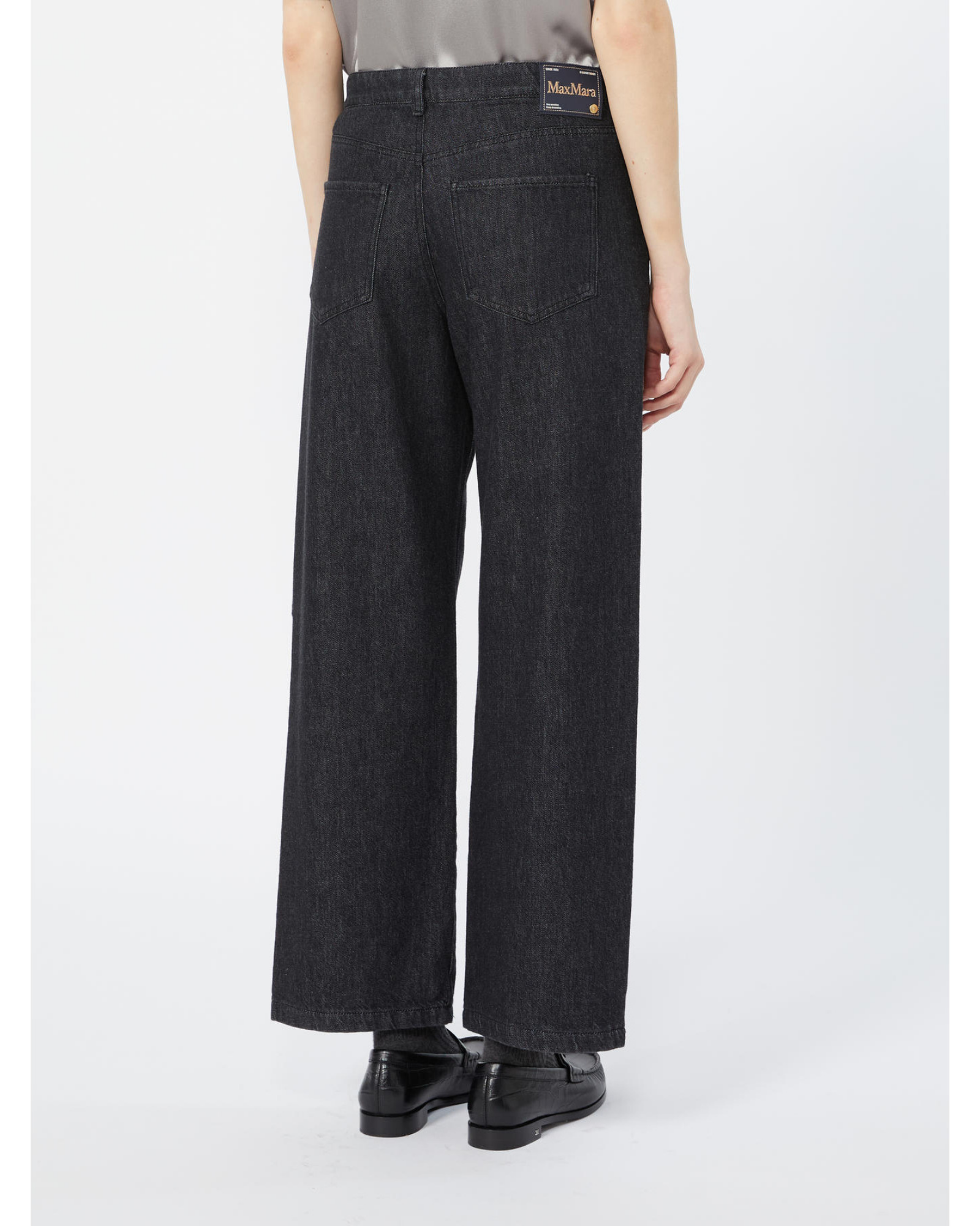 Cotton denim trousers Black