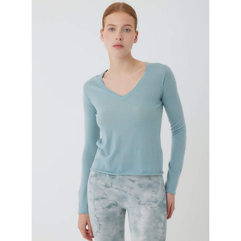 Long Sleeve Cashmere Top in Green