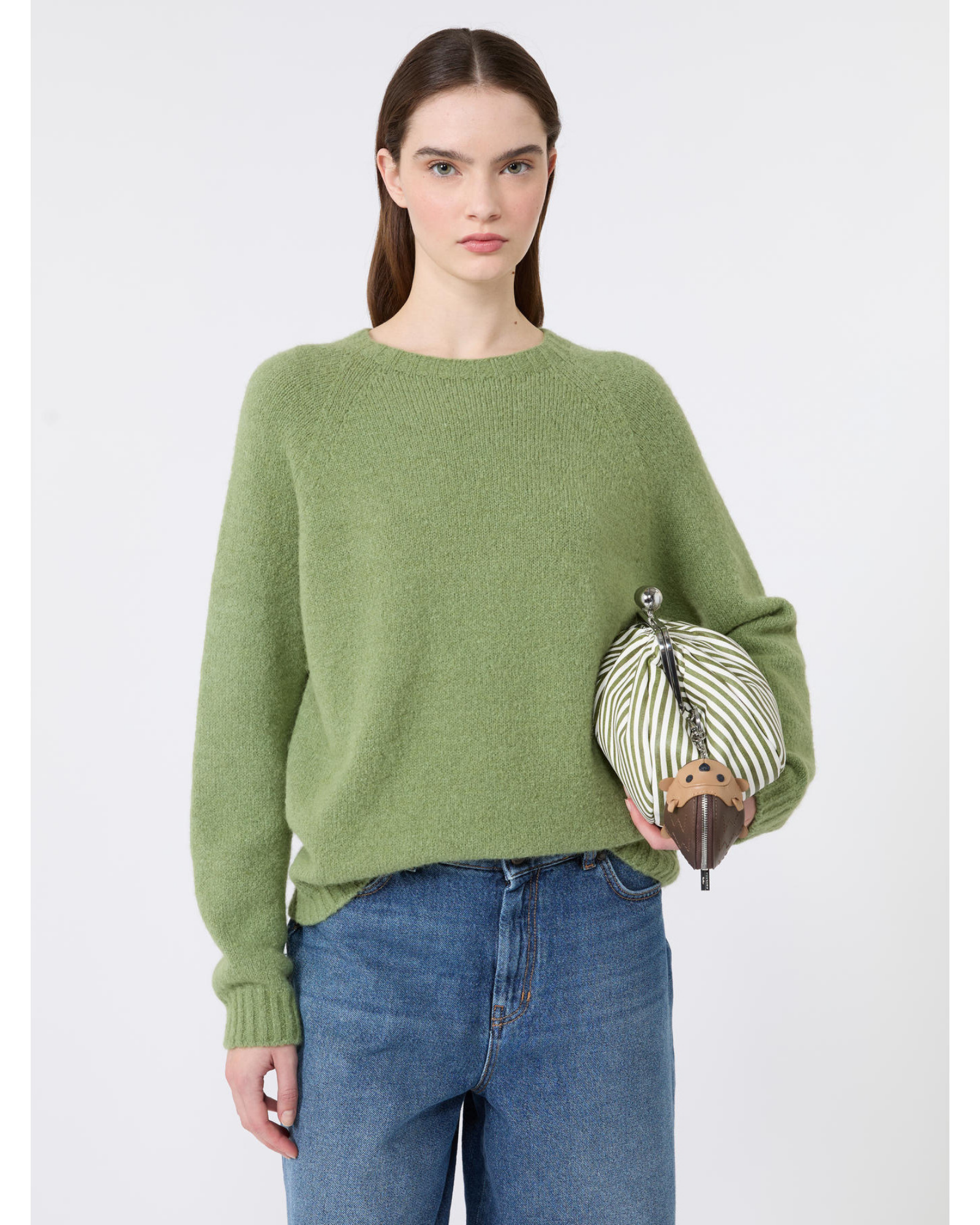 Alpaca cotton knit sweater Green