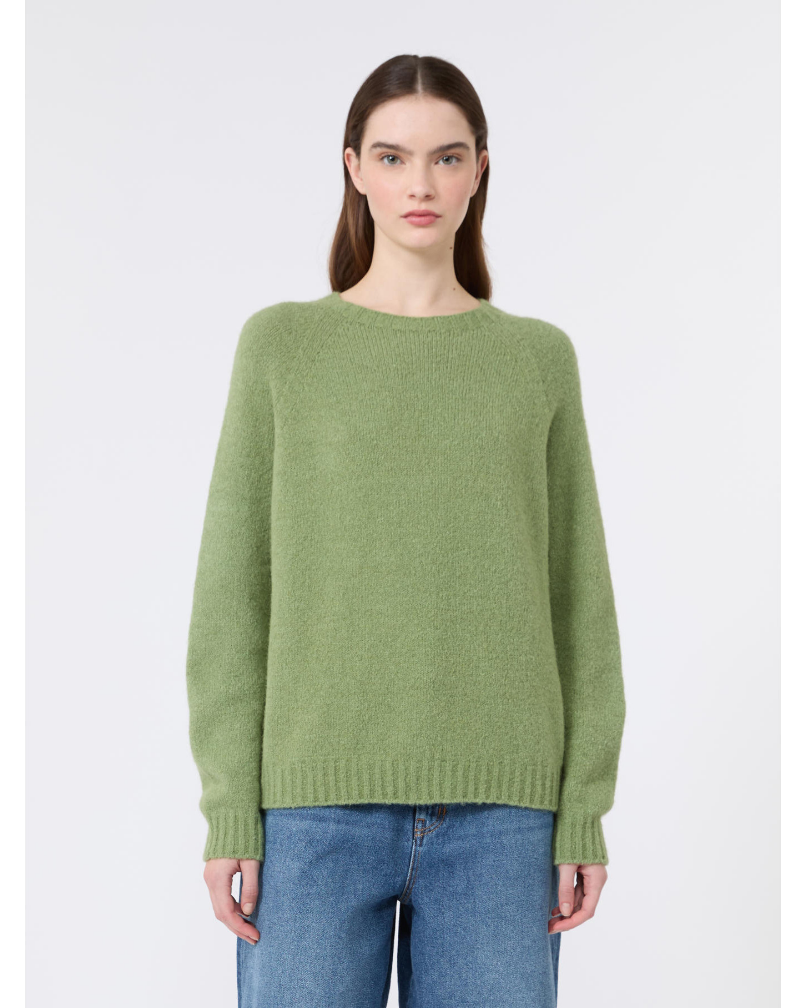 Alpaca cotton knit sweater Green