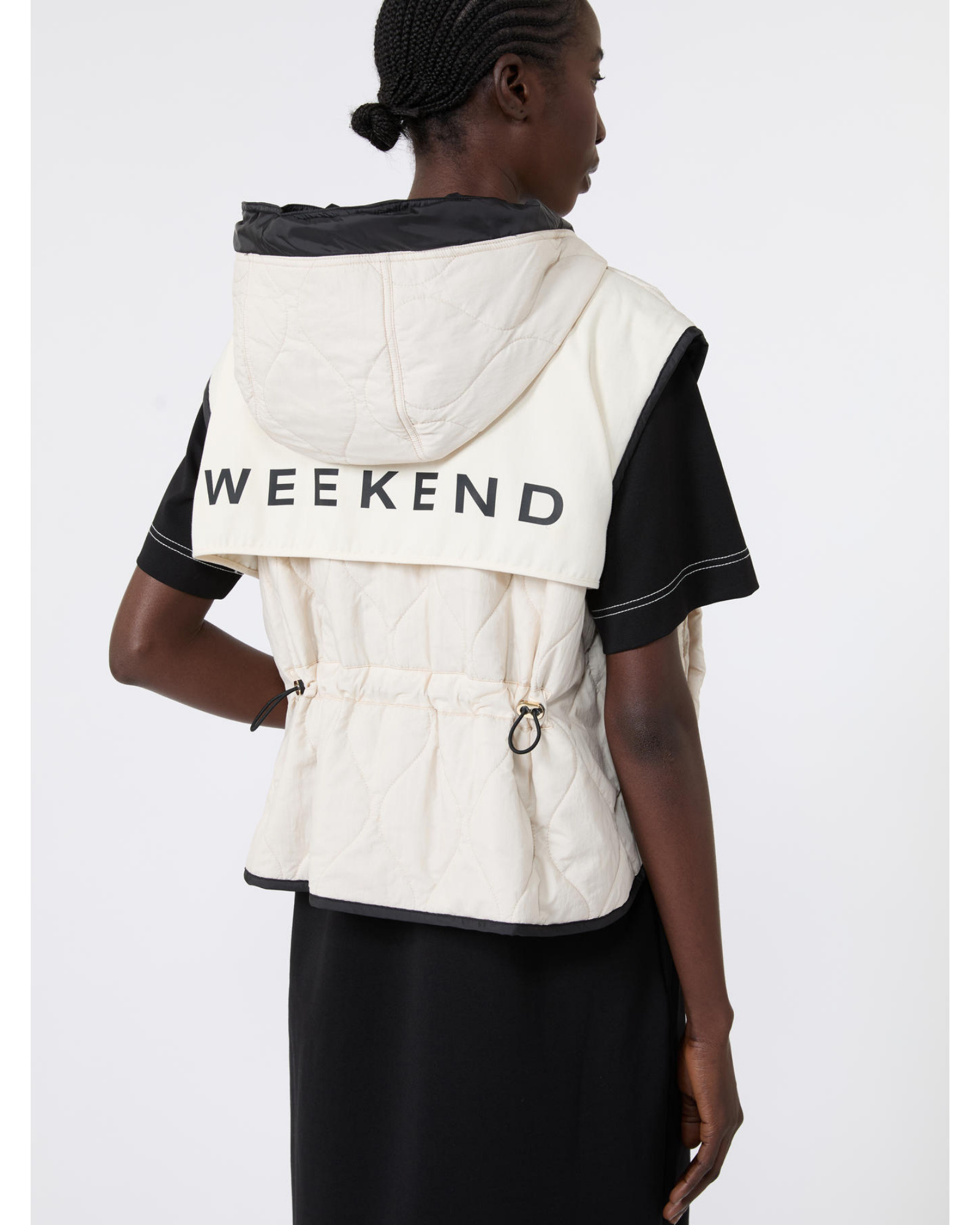 Polyester quilted sleeveless puffer jacket Black