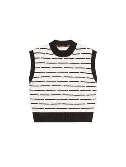 Panetto Knitted Vest  WHITE/BLACK