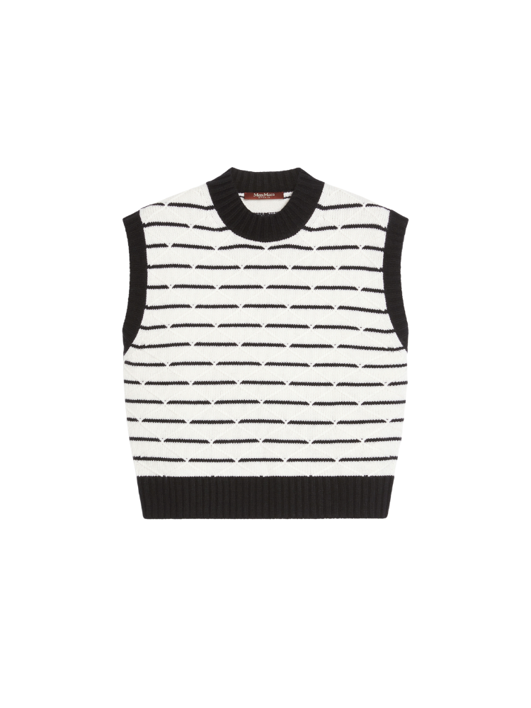 Panetto Knitted Vest  WHITE/BLACK