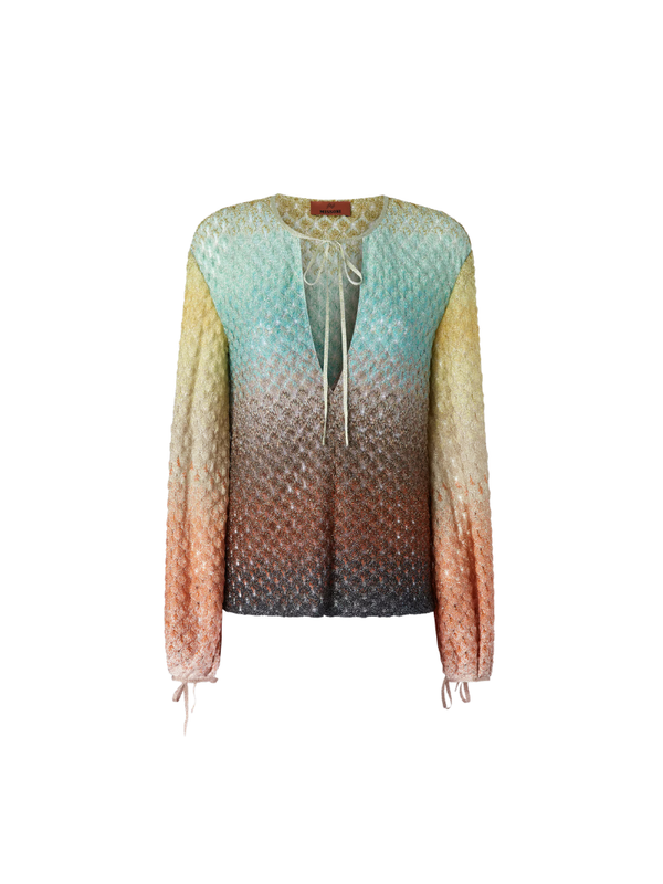 Dégradé lace blouse with V-neck