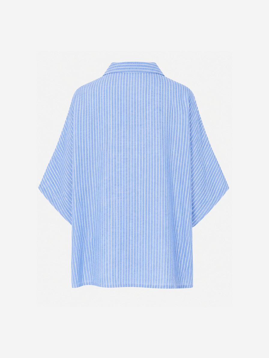 Linen Short Sleeve Women Shirt Denim