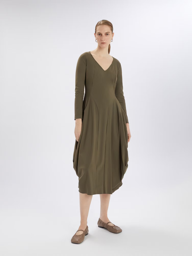 At Length Printed Dress Khaki