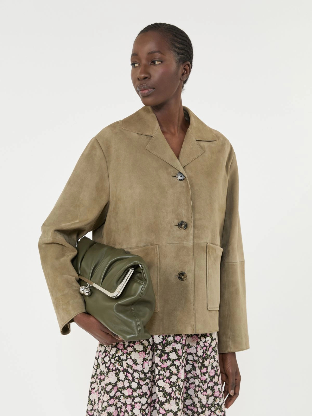 Palchi Suede Cropped Jacket Mud