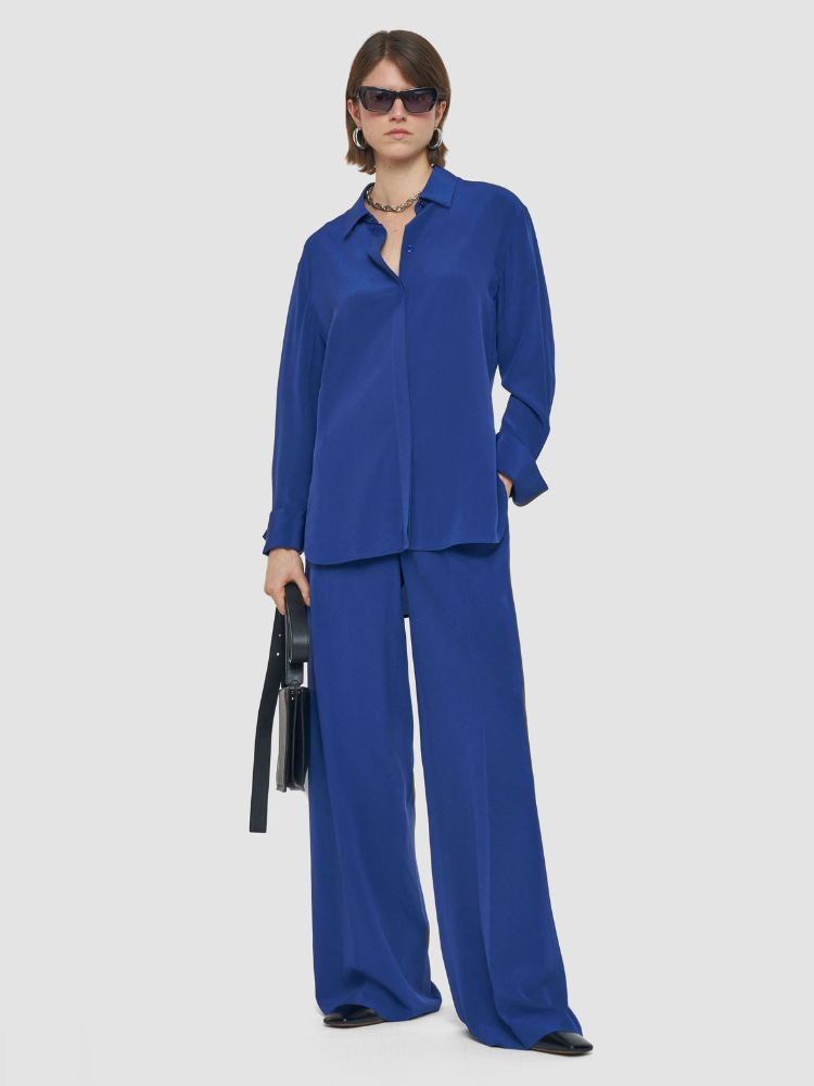 Bold Crepe De Soie Blouse Blue