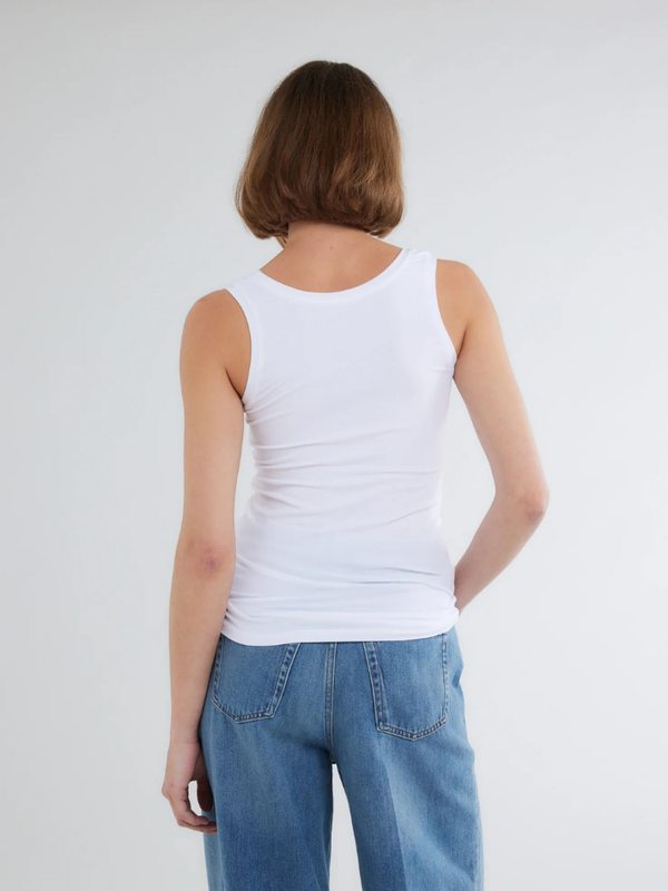 Fitted Long Tank Top  WHITE