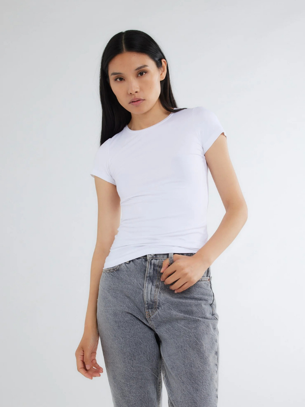 Fitted Short Sleeve T-shirt  WHITE