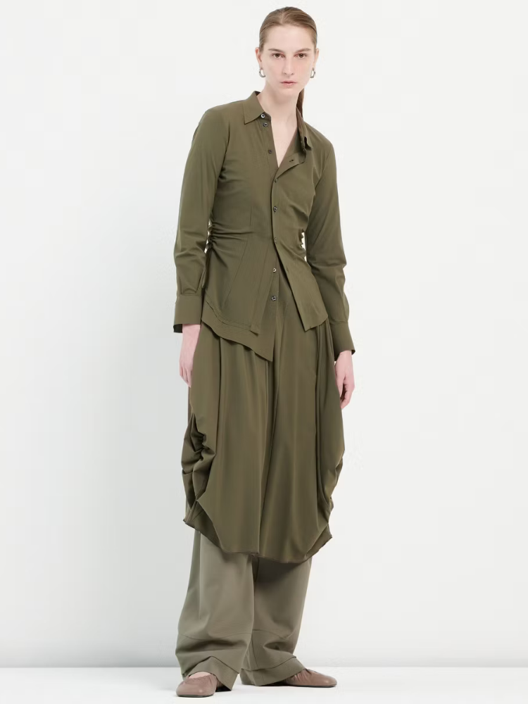 At Length Printed Dress Khaki