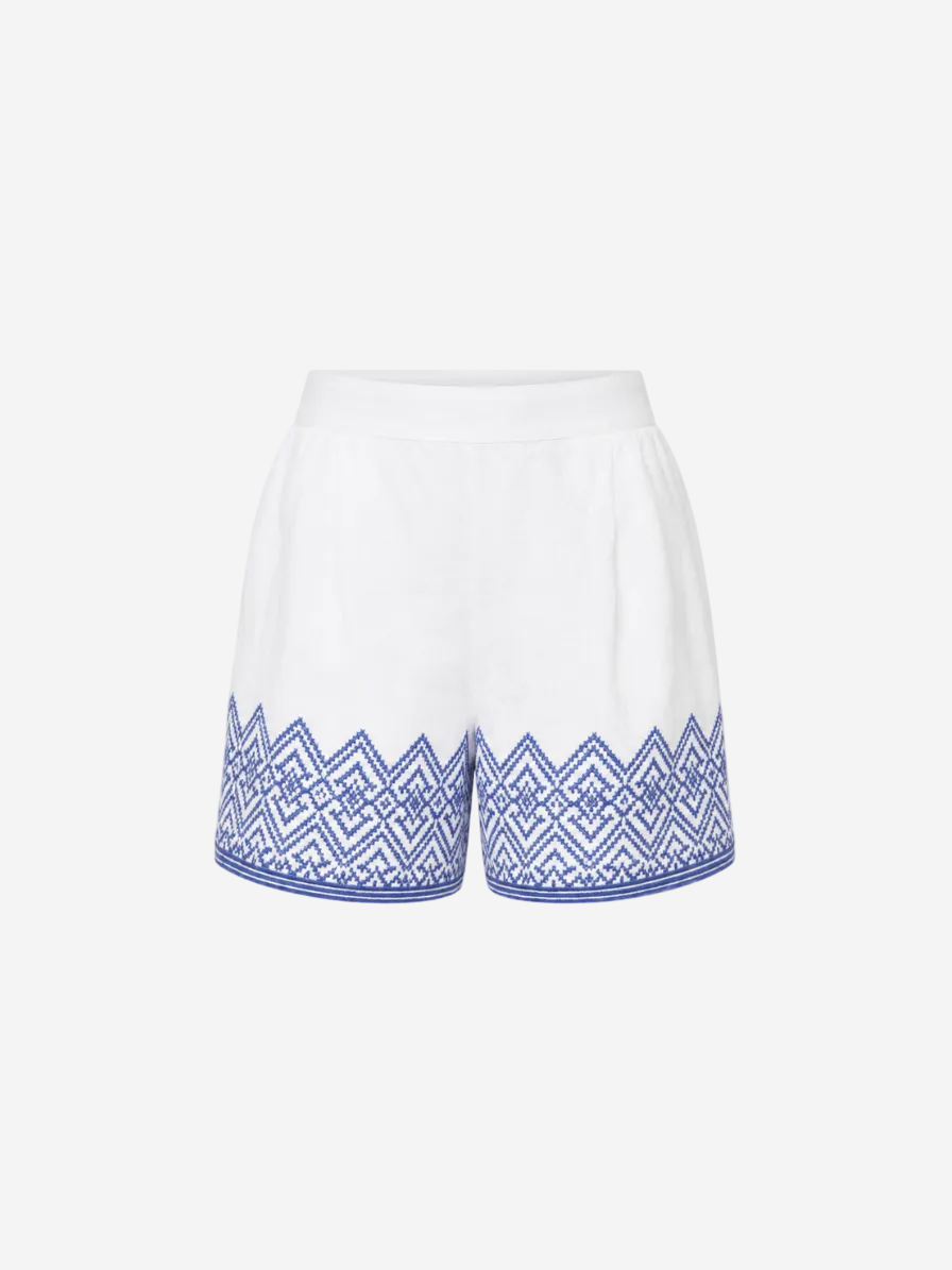 Linen Wide-Leg Short White