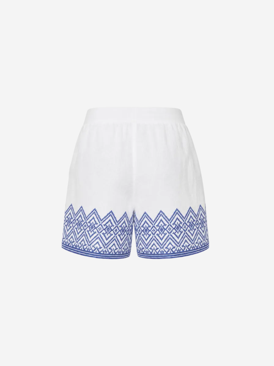 Linen Wide-Leg Short White