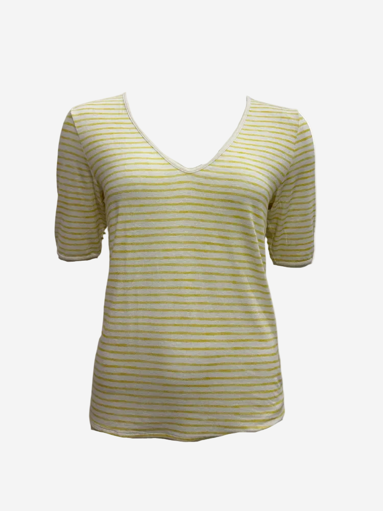 Yellow and white striped shirt on a white background