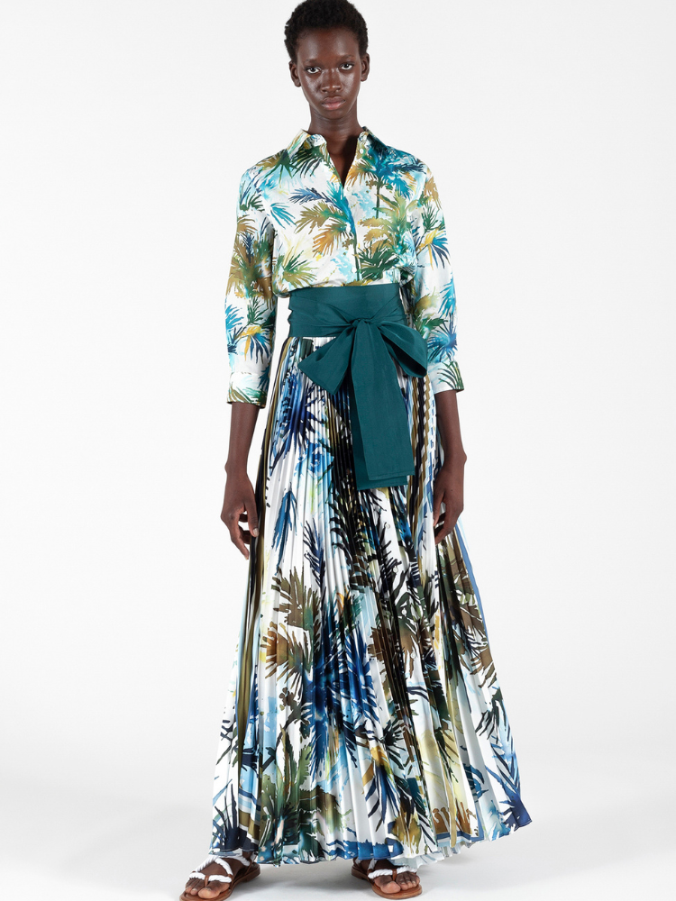 Tosca Pleated Dress Blue Floral