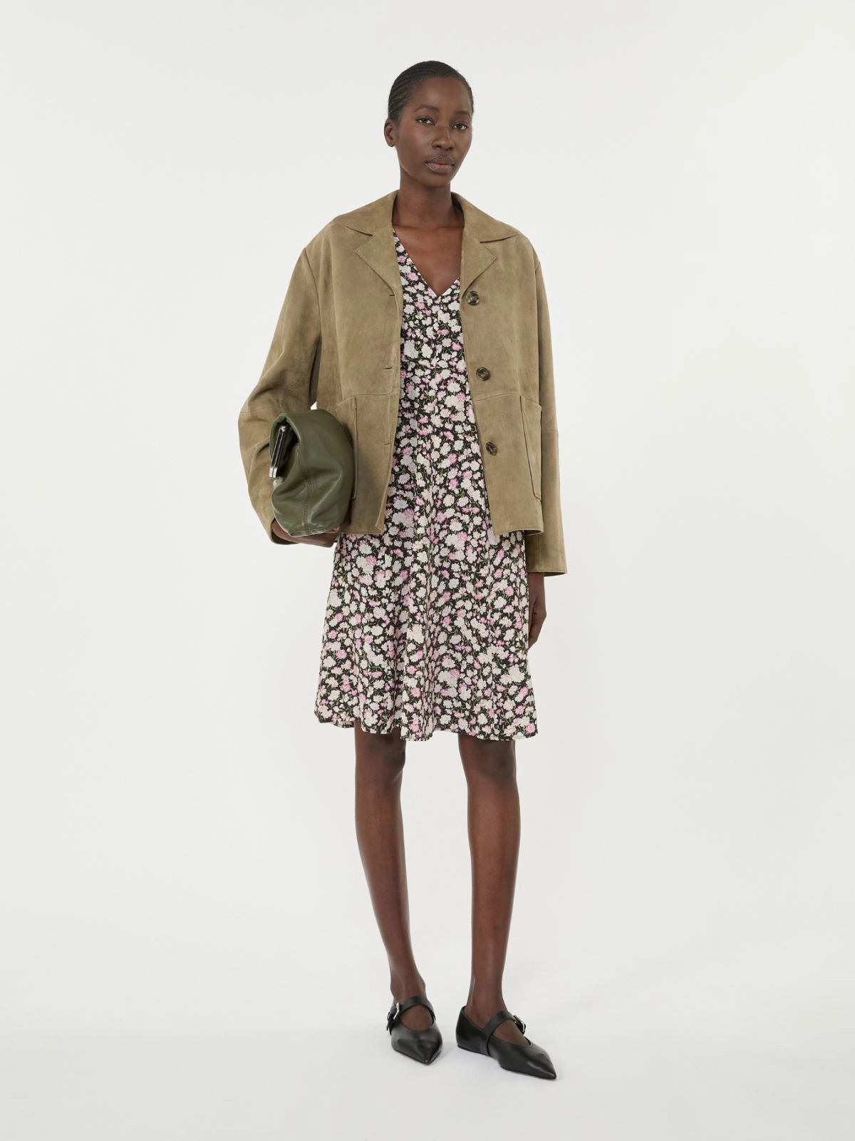 Palchi Suede Cropped Jacket Mud