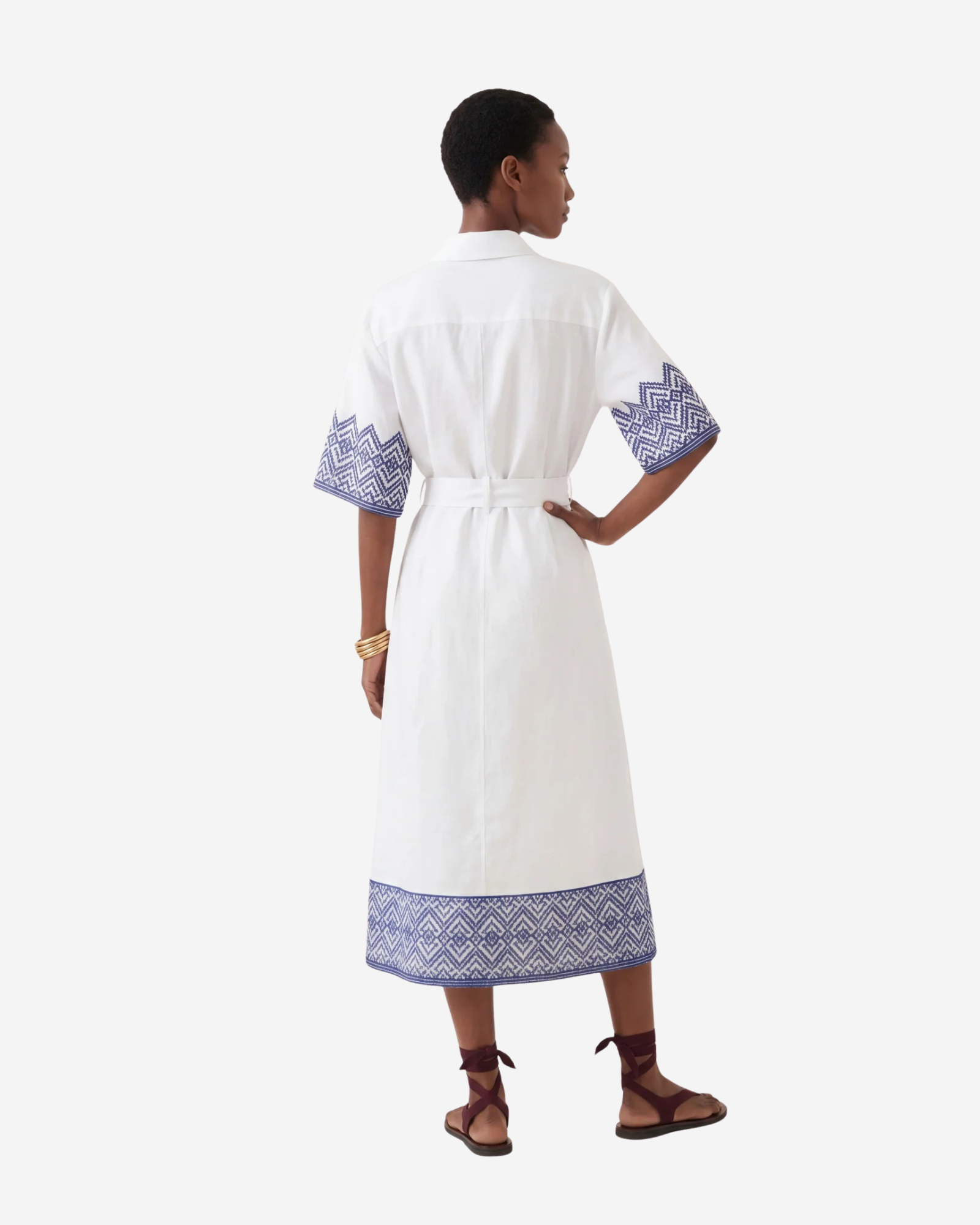 Linen Maxi Dress With Belt White