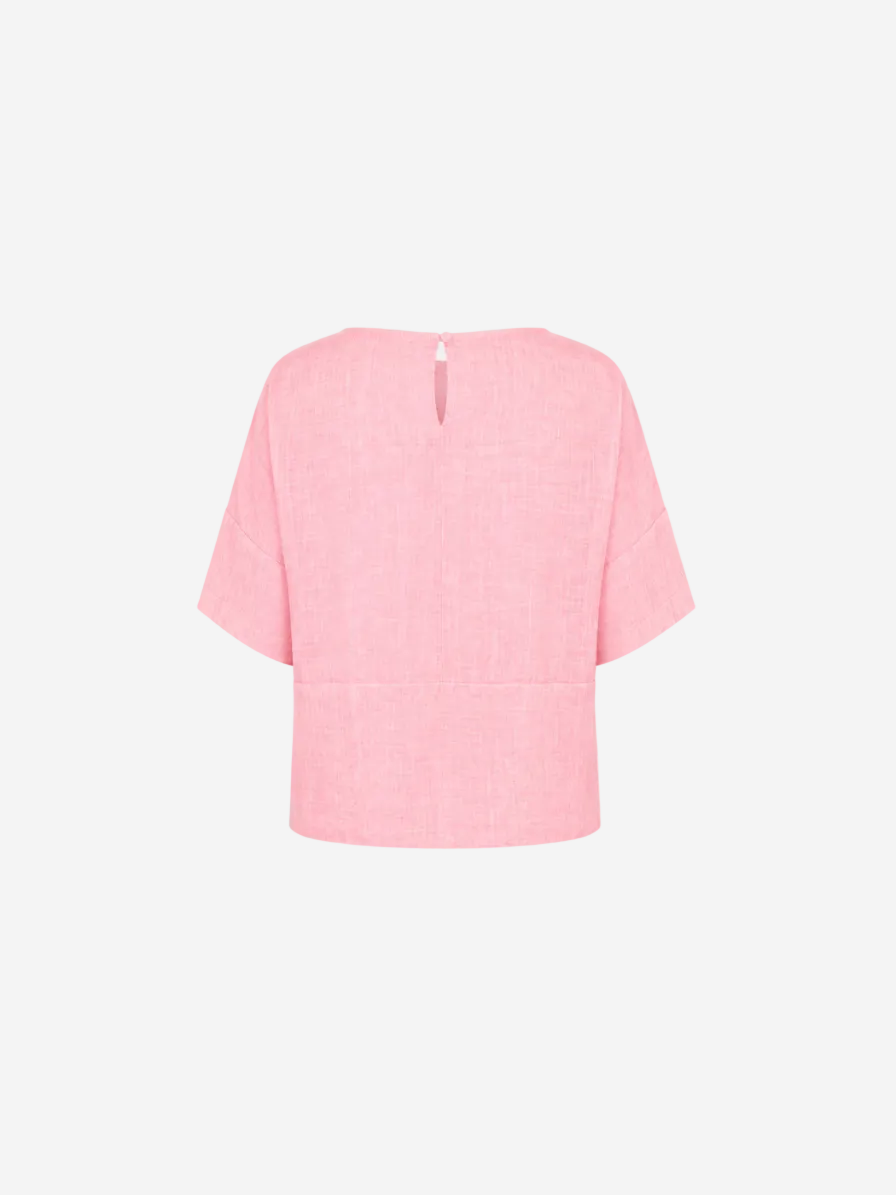 Linen Short Sleeve Women Shirt Bouquet