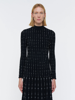 Mock Neck Longsleeve Striped Knit Top