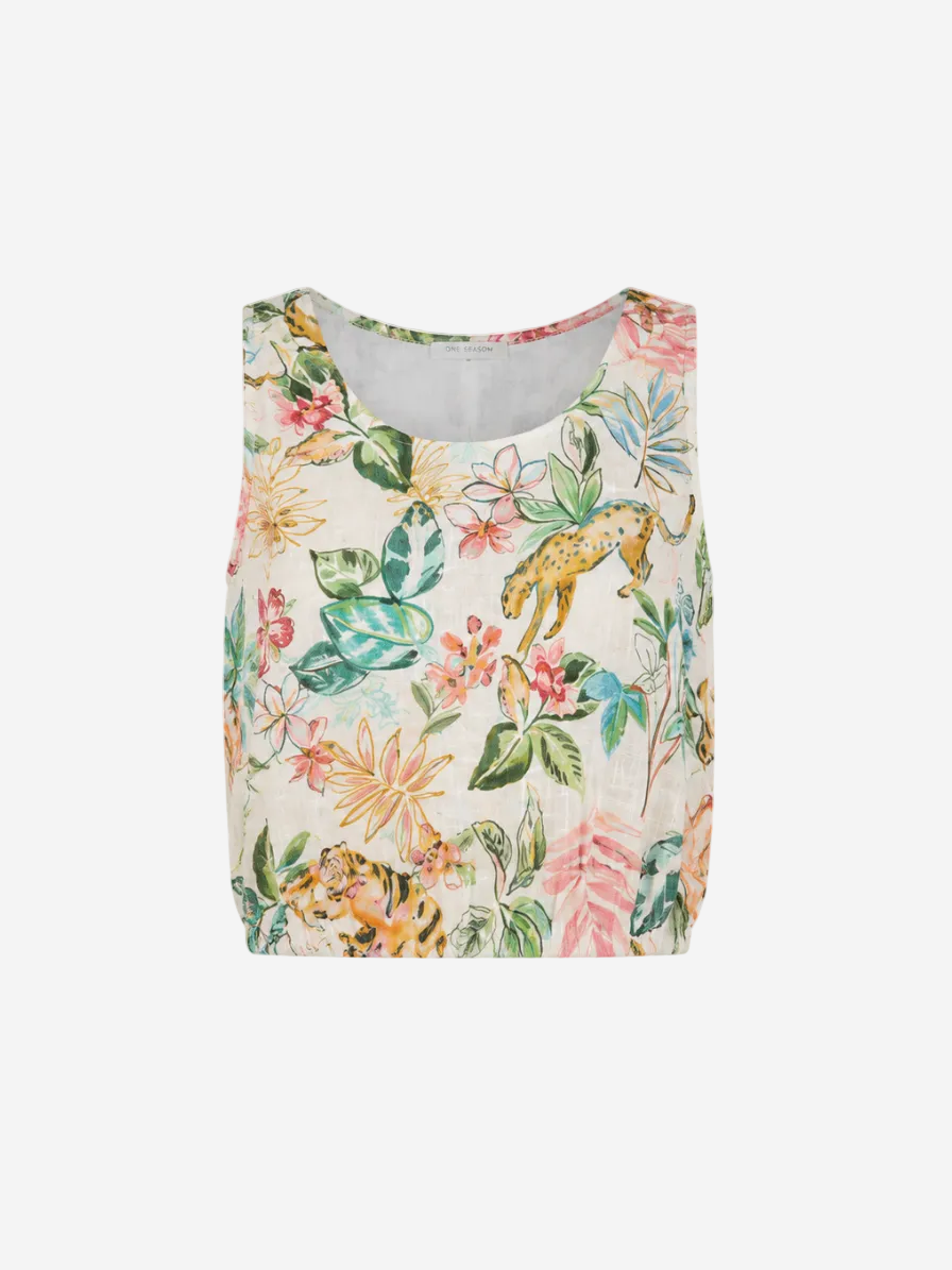 Printed Linen Sleeveless Women Shirt Printed Fabric