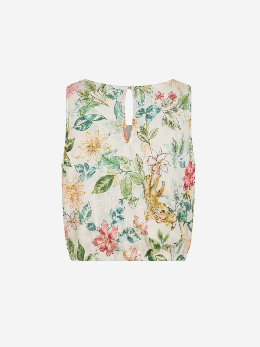 Printed Linen Sleeveless Women Shirt Printed Fabric