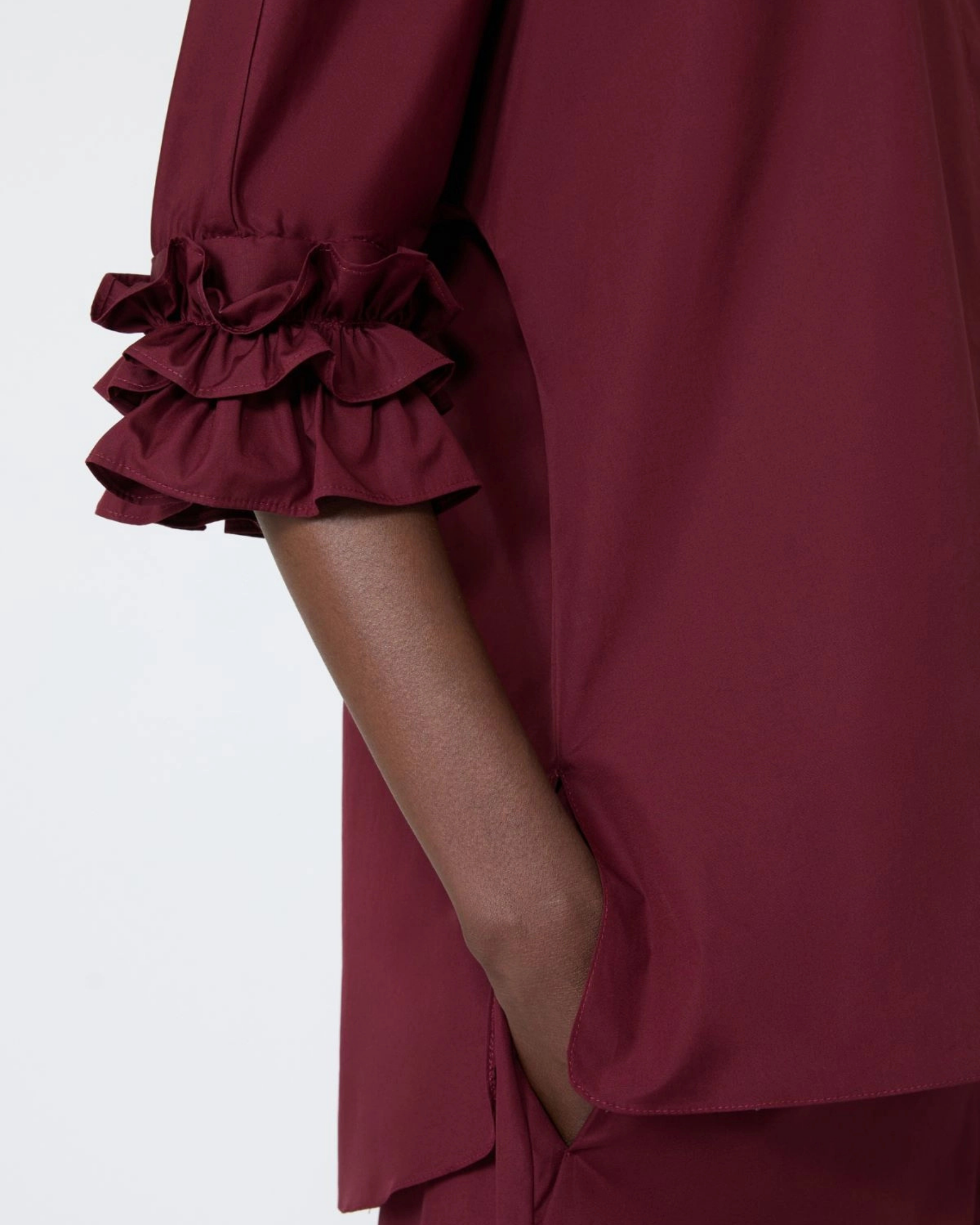 Cotton poplin blouse Red