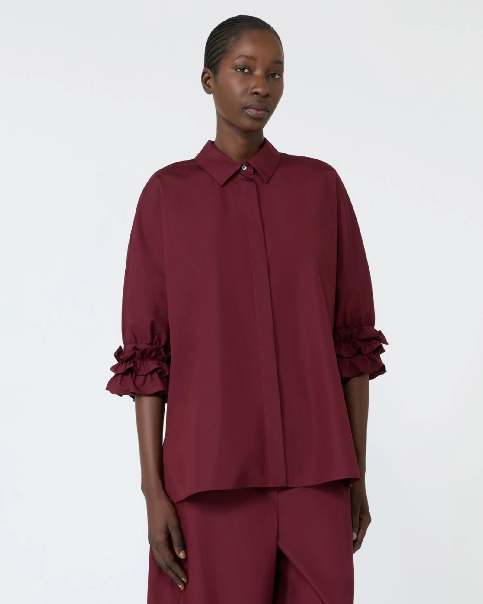 Cotton poplin blouse Red
