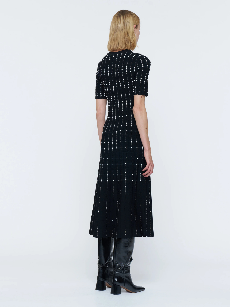 Short Sleeved Striped Knit Dress