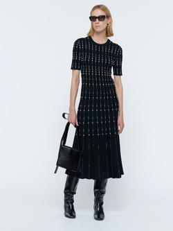 Short Sleeved Striped Knit Dress
