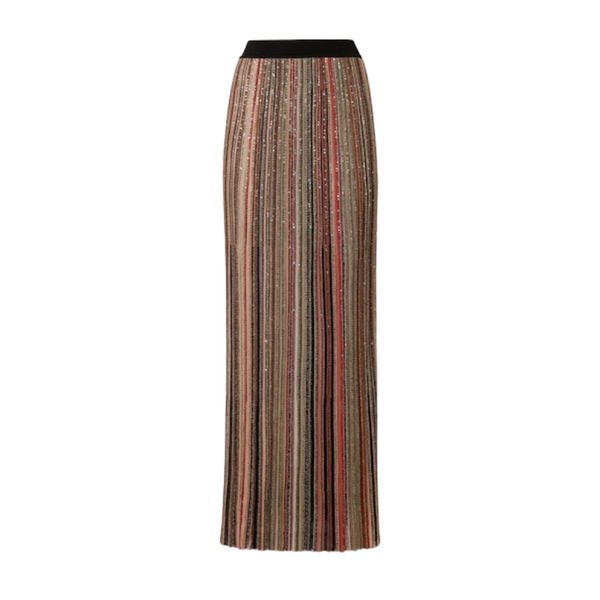 Long Stripe Sequin Skirt in Multi