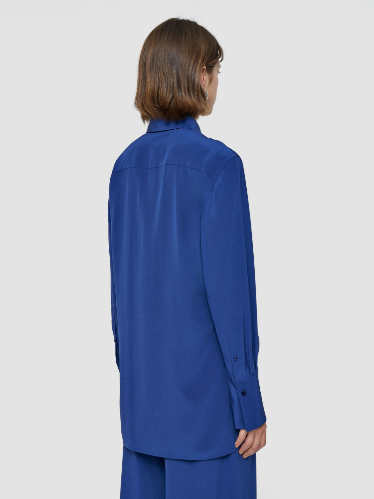 Bold Crepe De Soie Blouse Blue