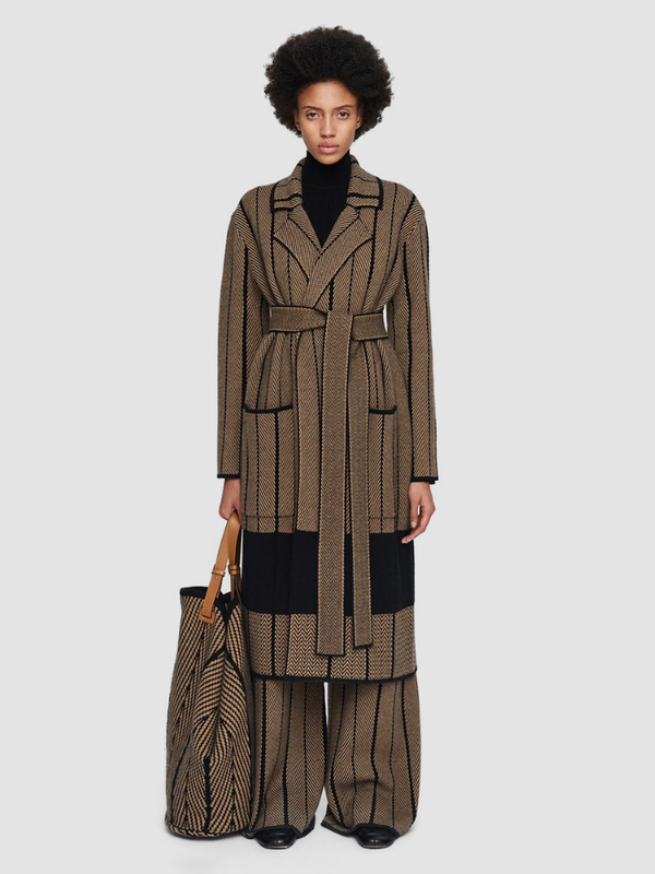 Chevron Jacquard Knitted Coat