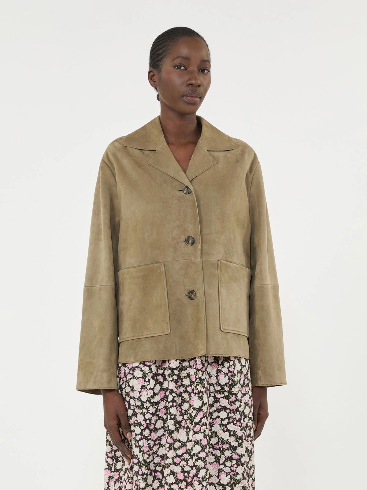 Palchi Suede Cropped Jacket Mud