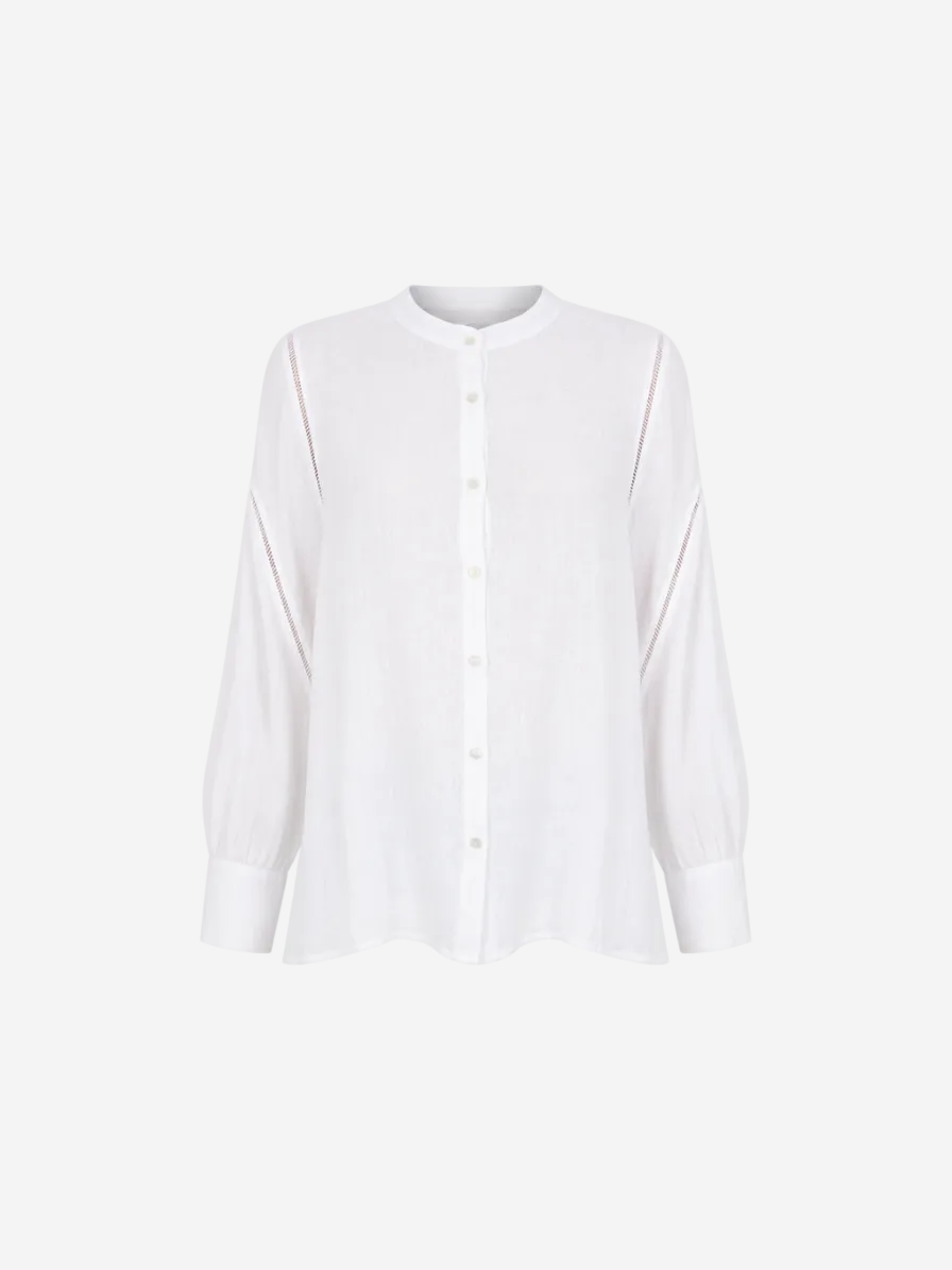 Linen Long Sleeve Women Shirt White