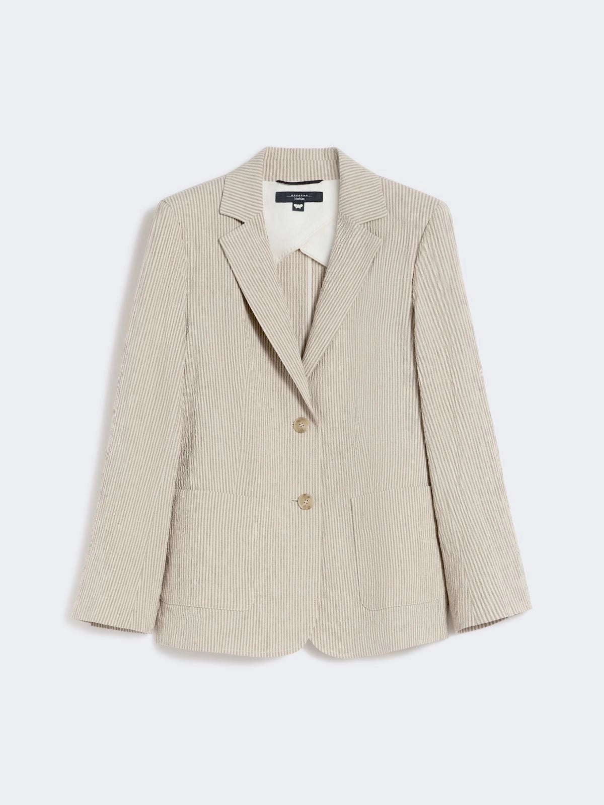 Cotton and linen seersucker blazer sand