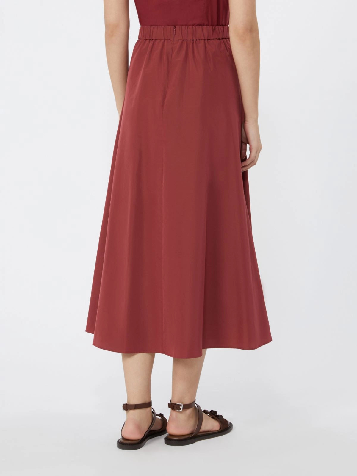 Pleated taffeta long skirt Cherry