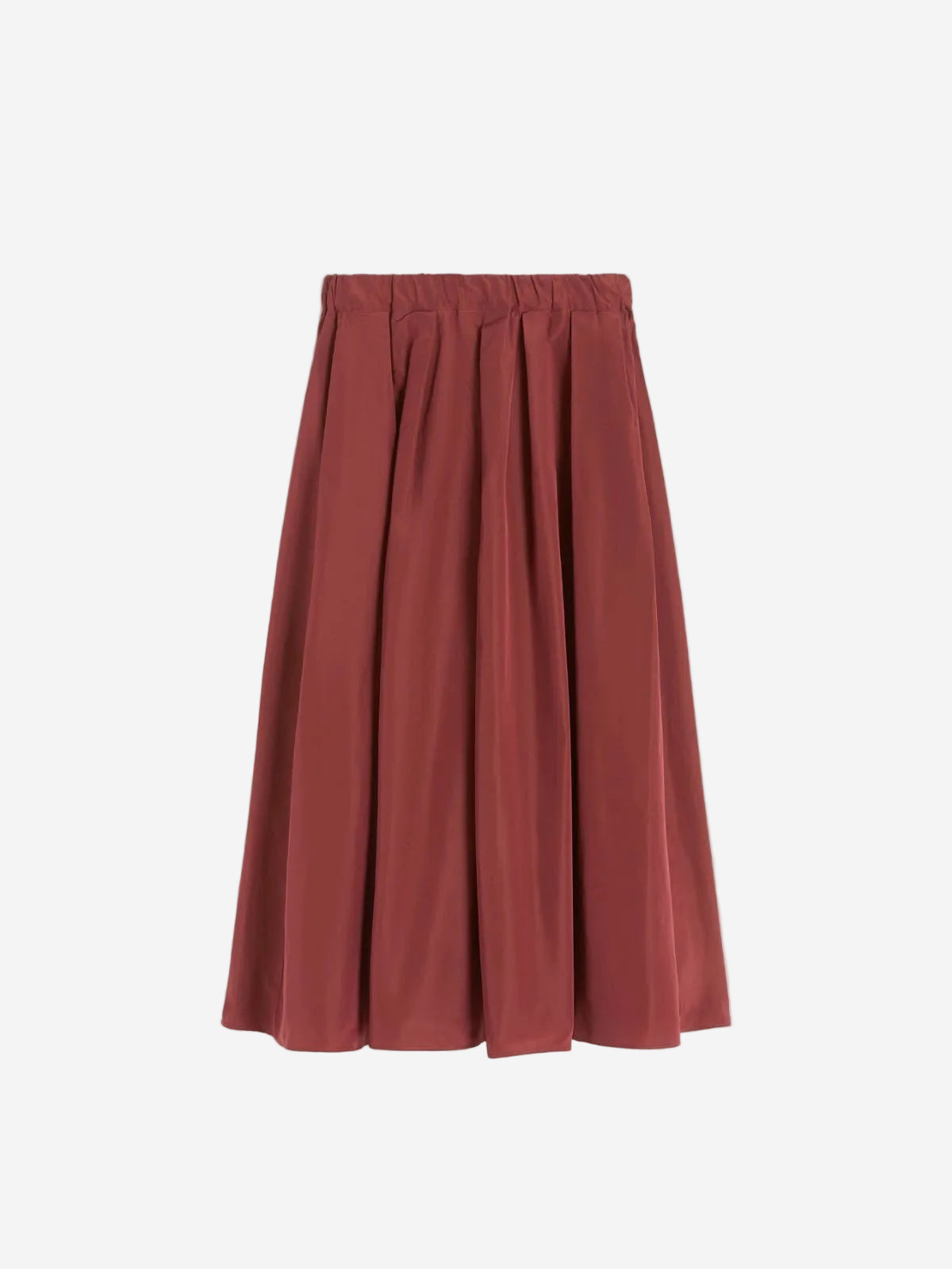 Pleated taffeta long skirt Cherry