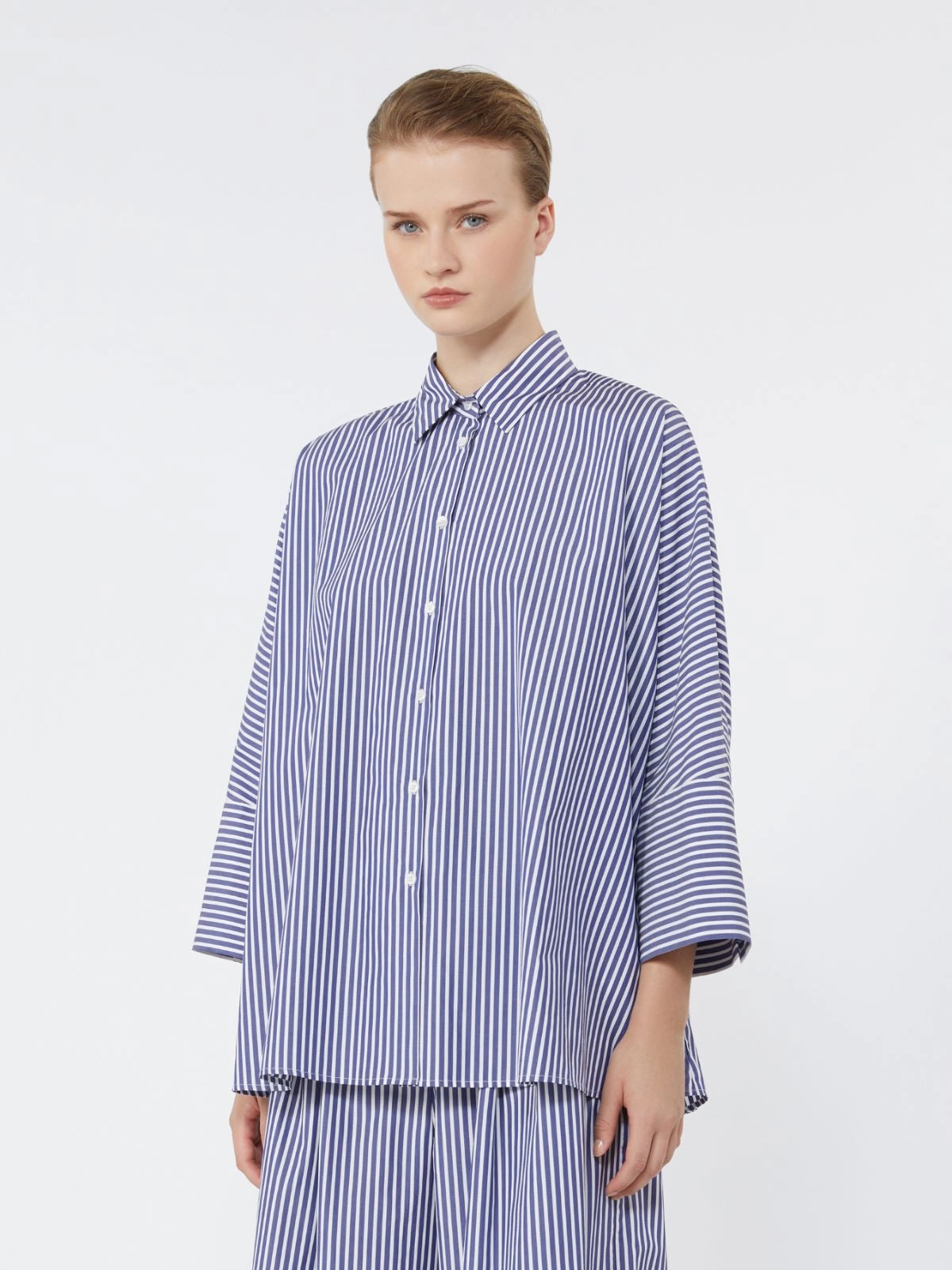 Cotton poplin oversize shirt Navy