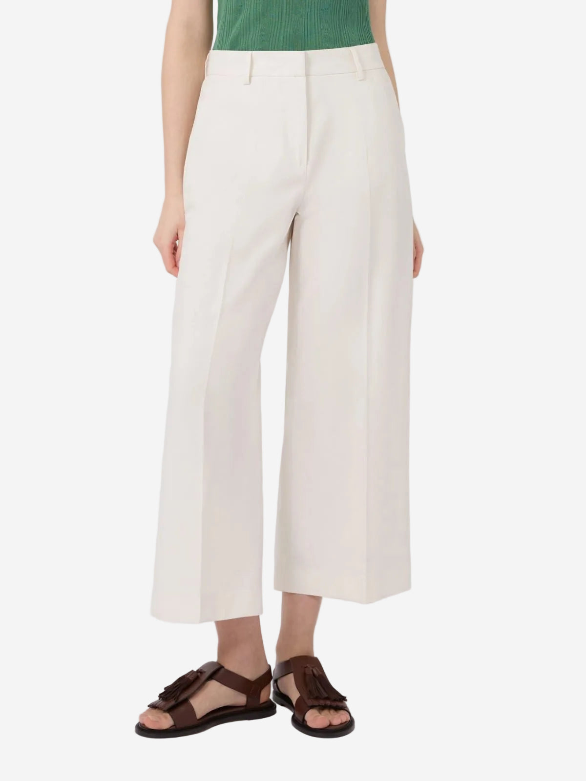 Cotton and linen canvas trousers Ecru