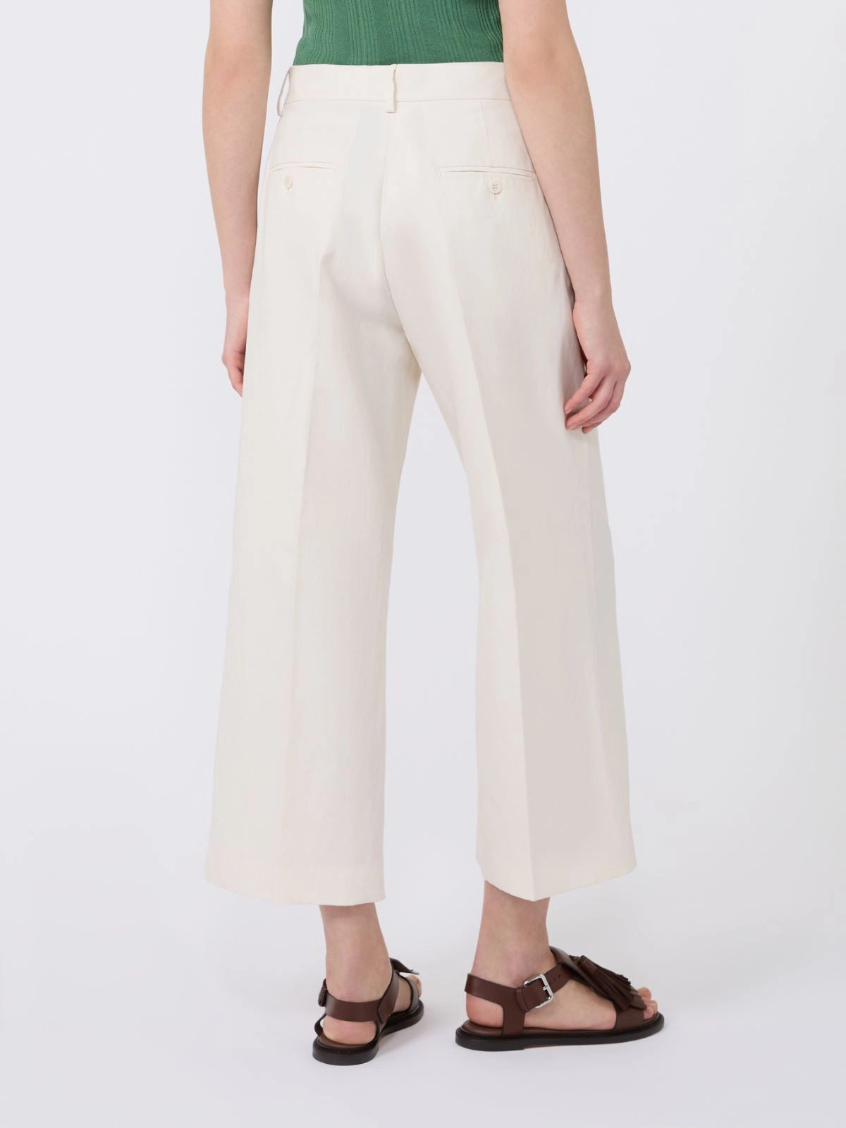 Cotton and linen canvas trousers Ecru