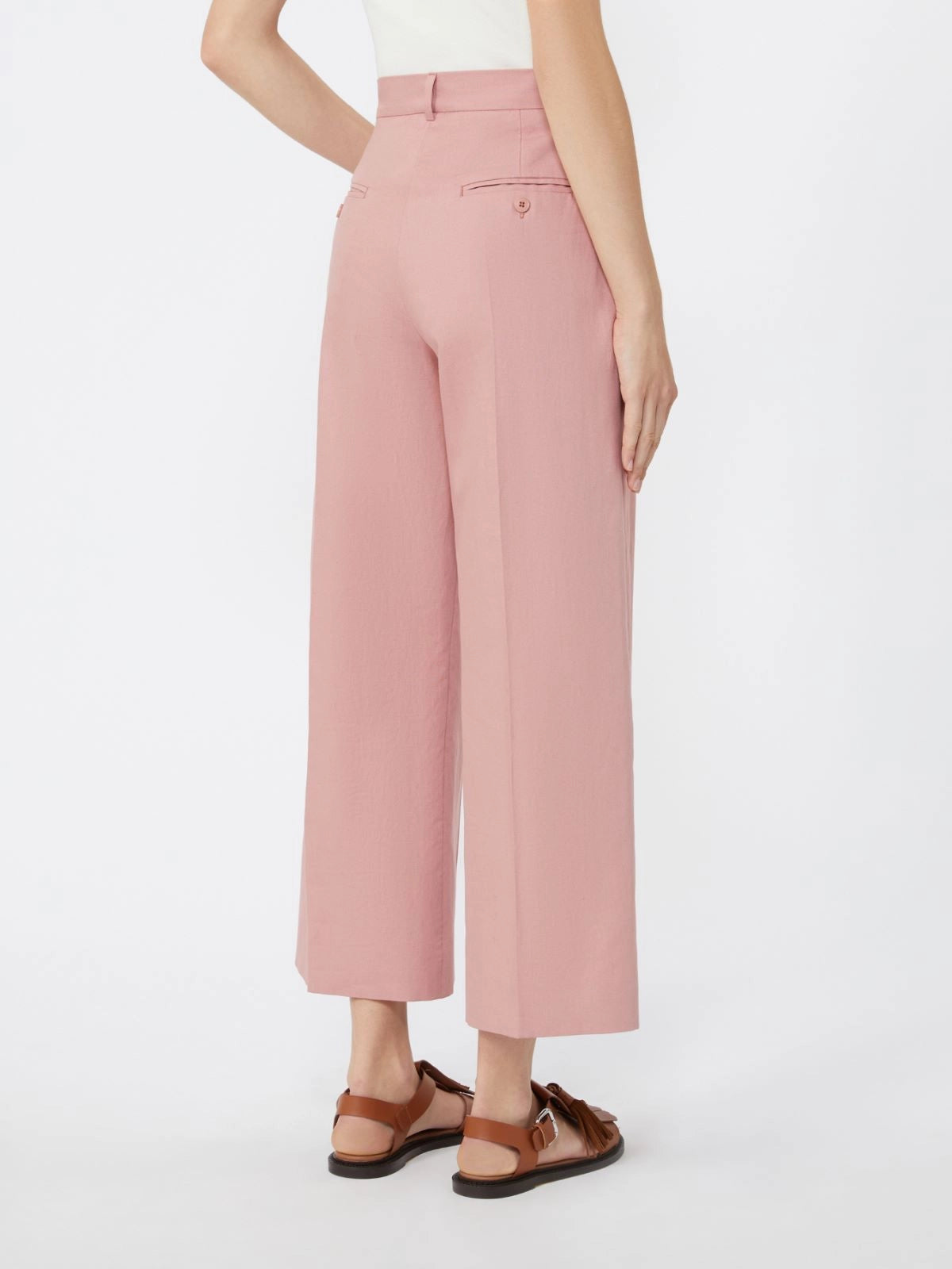 Cotton and linen canvas trousers Antique rose
