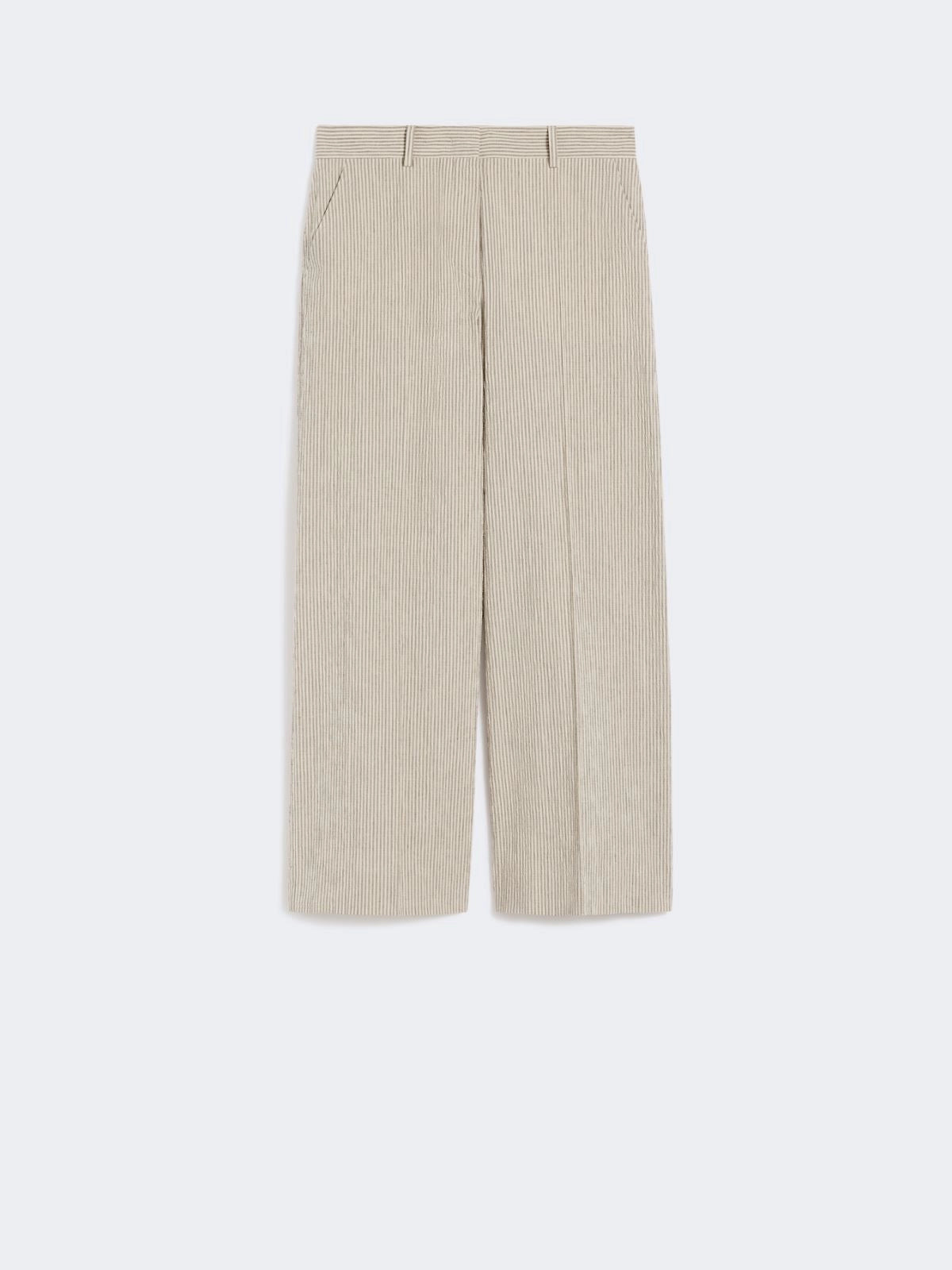 Cotton and linen seersucker trousers Sand