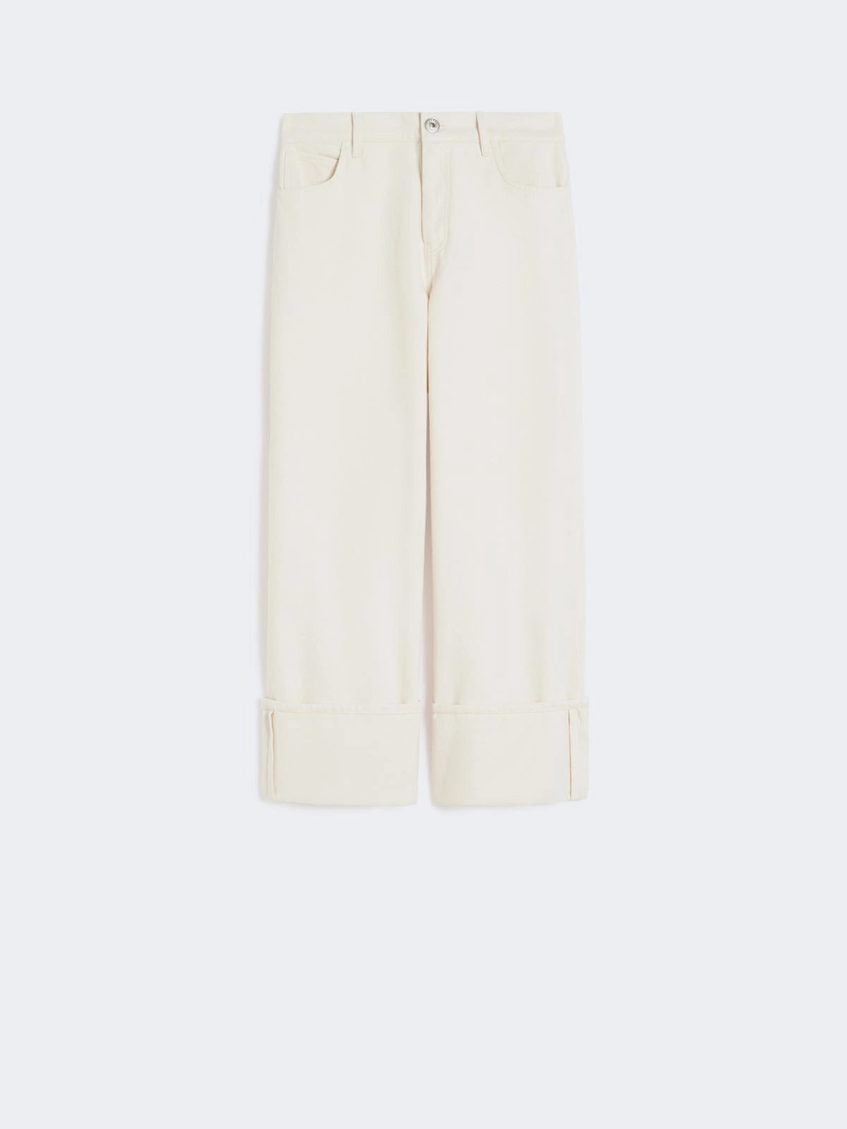 Cotton and linen canvas trousers Ecru