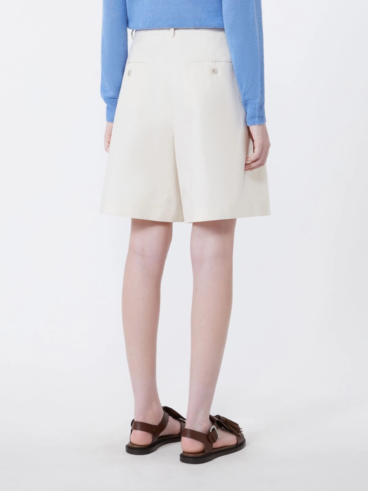 Cotton and linen canvas Bermuda shorts Ecru