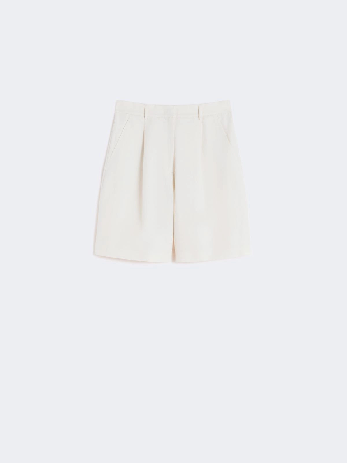 Cotton and linen canvas Bermuda shorts Ecru