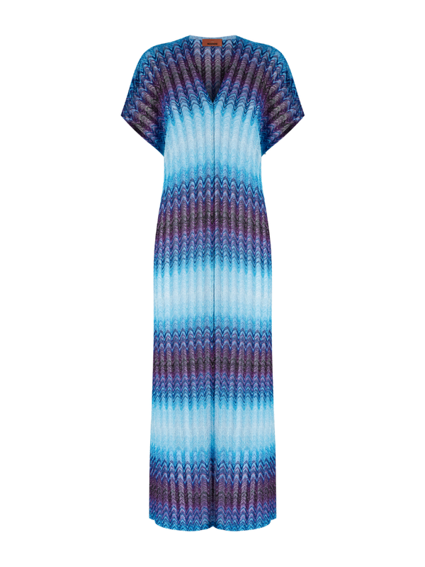 Raschel lace Long cover-up with V-neck