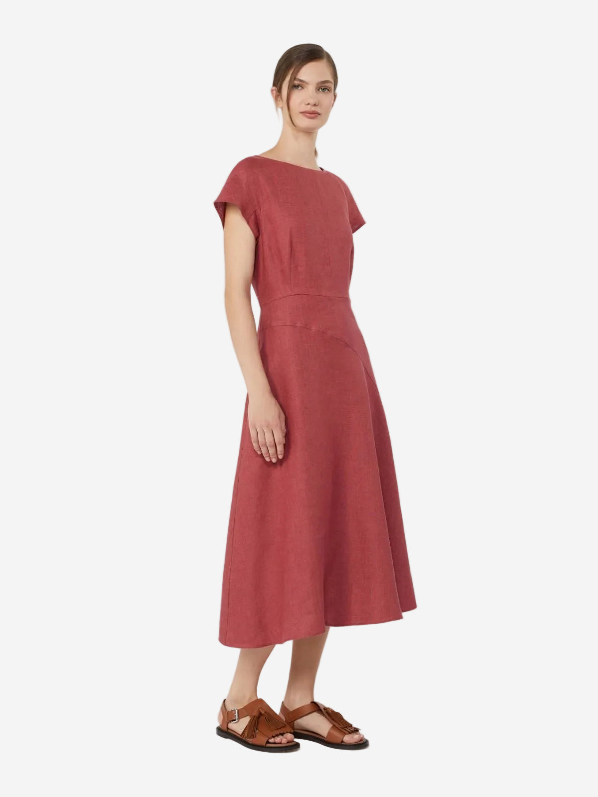 Linen canvas midi dress Cherry