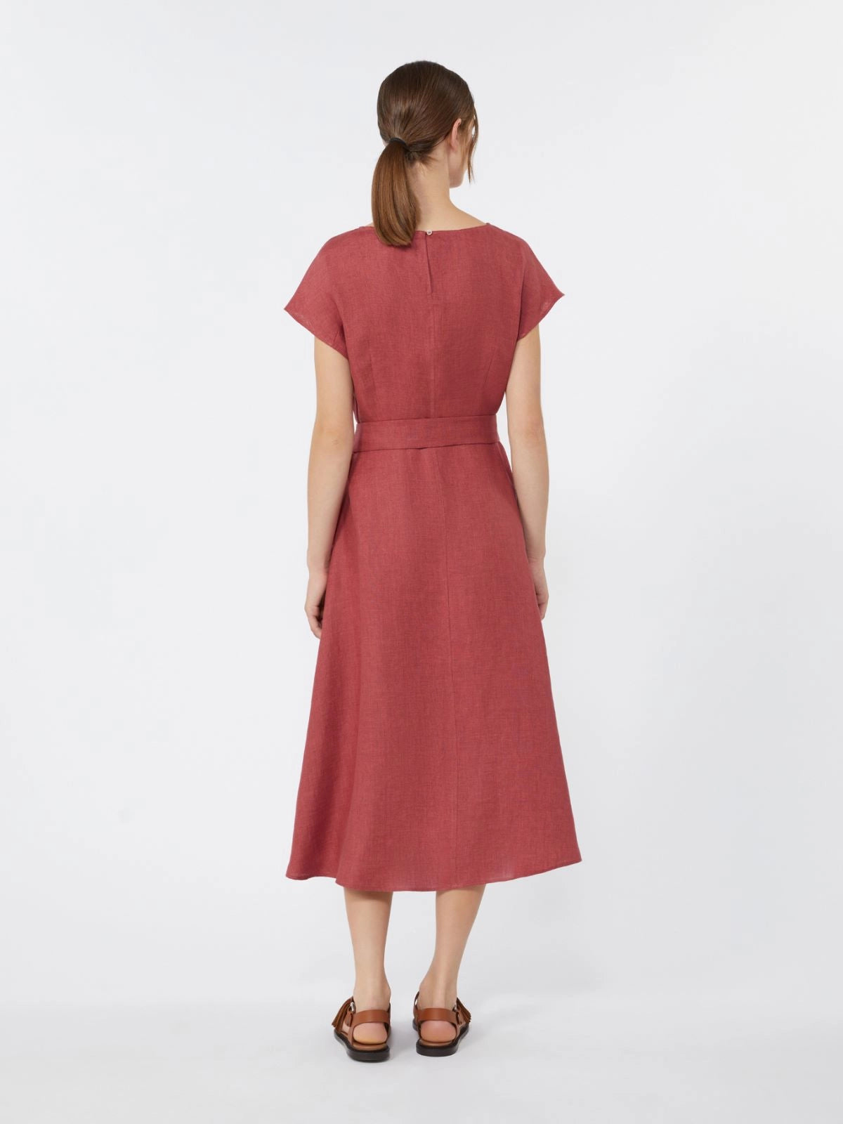 Linen canvas midi dress Cherry