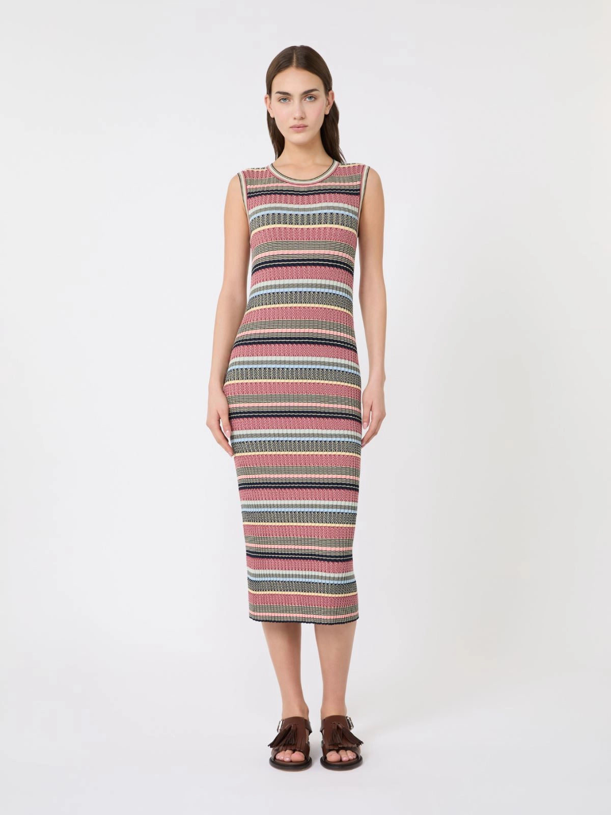 Viscose yarn midi dress Multicolour