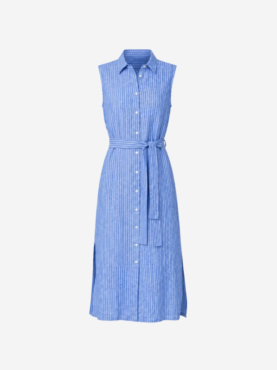 Printed Linen Dress Denim